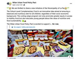 Publicación de Milan Urban Food Policy Pact en su página de Facebook. Foto: Captura